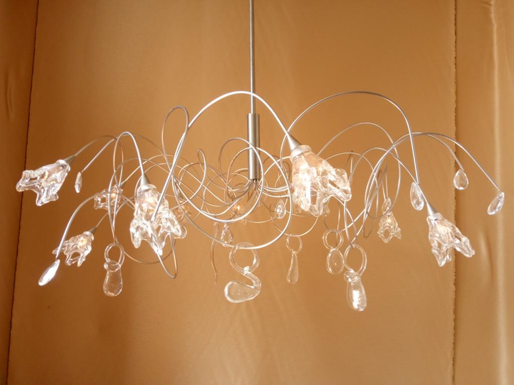 Harco loor design lamp Ice 20 armen 10 kelken, Ophalen, Zo goed als nieuw, Glas, 75 cm of meer