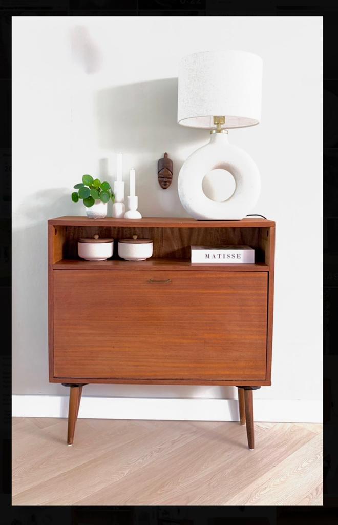 🤎 Vintage dressoir kast klepkast teak jaren ‘60 Deens retro, Ophalen, Zo goed als nieuw, 25 tot 50 cm, 50 tot 100 cm
