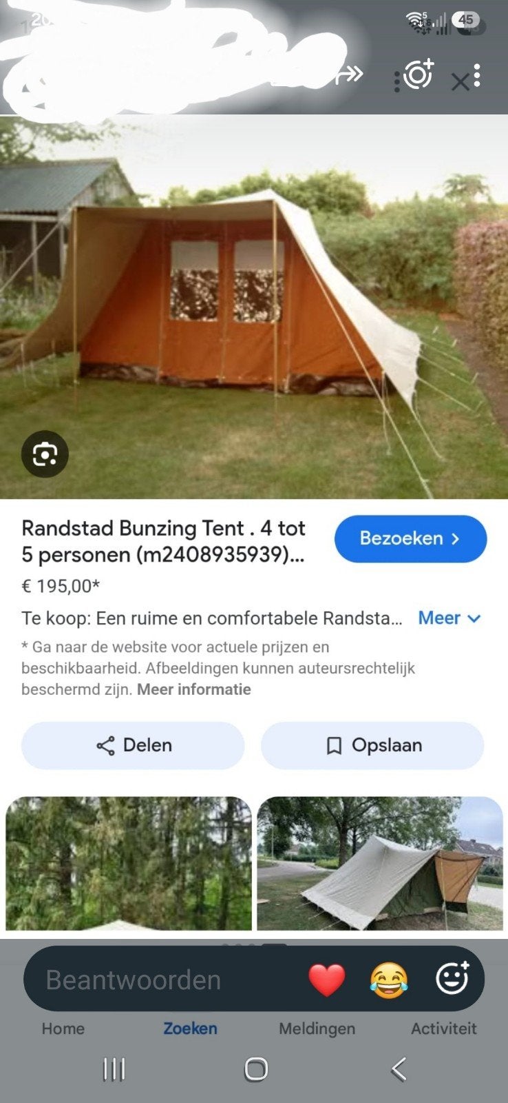 Ruime 5-persoons tent, ideaal voor kampeervakanties, Caravans en Kamperen, Ophalen of Verzenden, Gebruikt, Tot en met 5