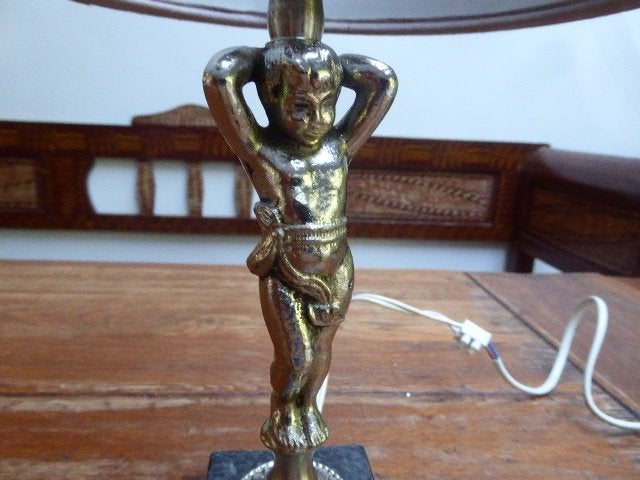 Vintage lampje, cherubijn met marmer, Ophalen of Verzenden