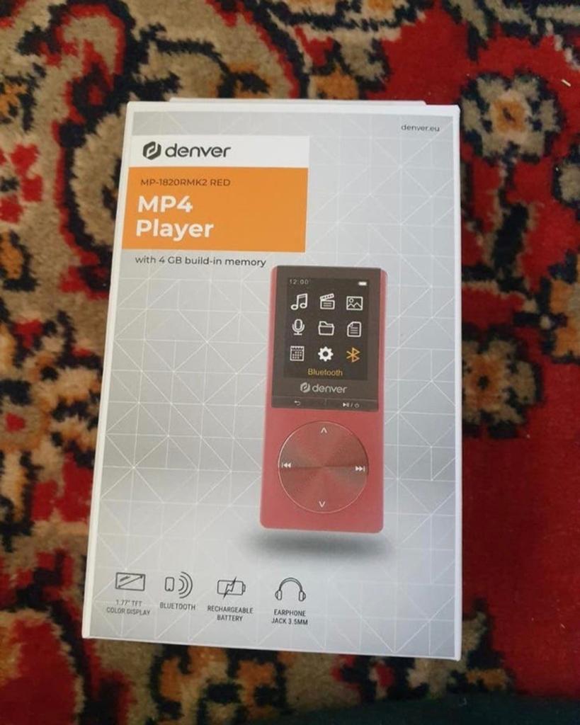 Denver MP3/4 Speler MP-1820RMK2 Rood 4GB Bluetooth, Ophalen of Verzenden, Nieuw, Overige merken, 2 tot 10 GB