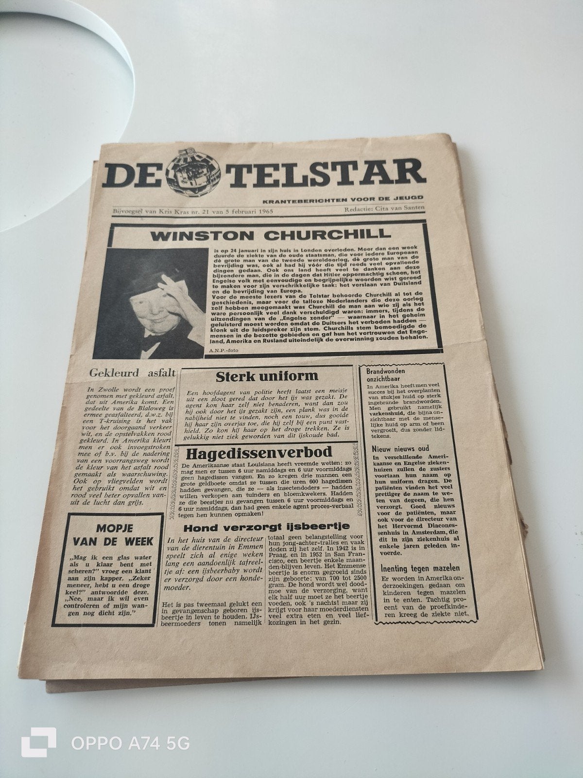 9 Telstar Krantenberichten voor de Jeugd - 1965, Ophalen of Verzenden, Gelezen, Krant