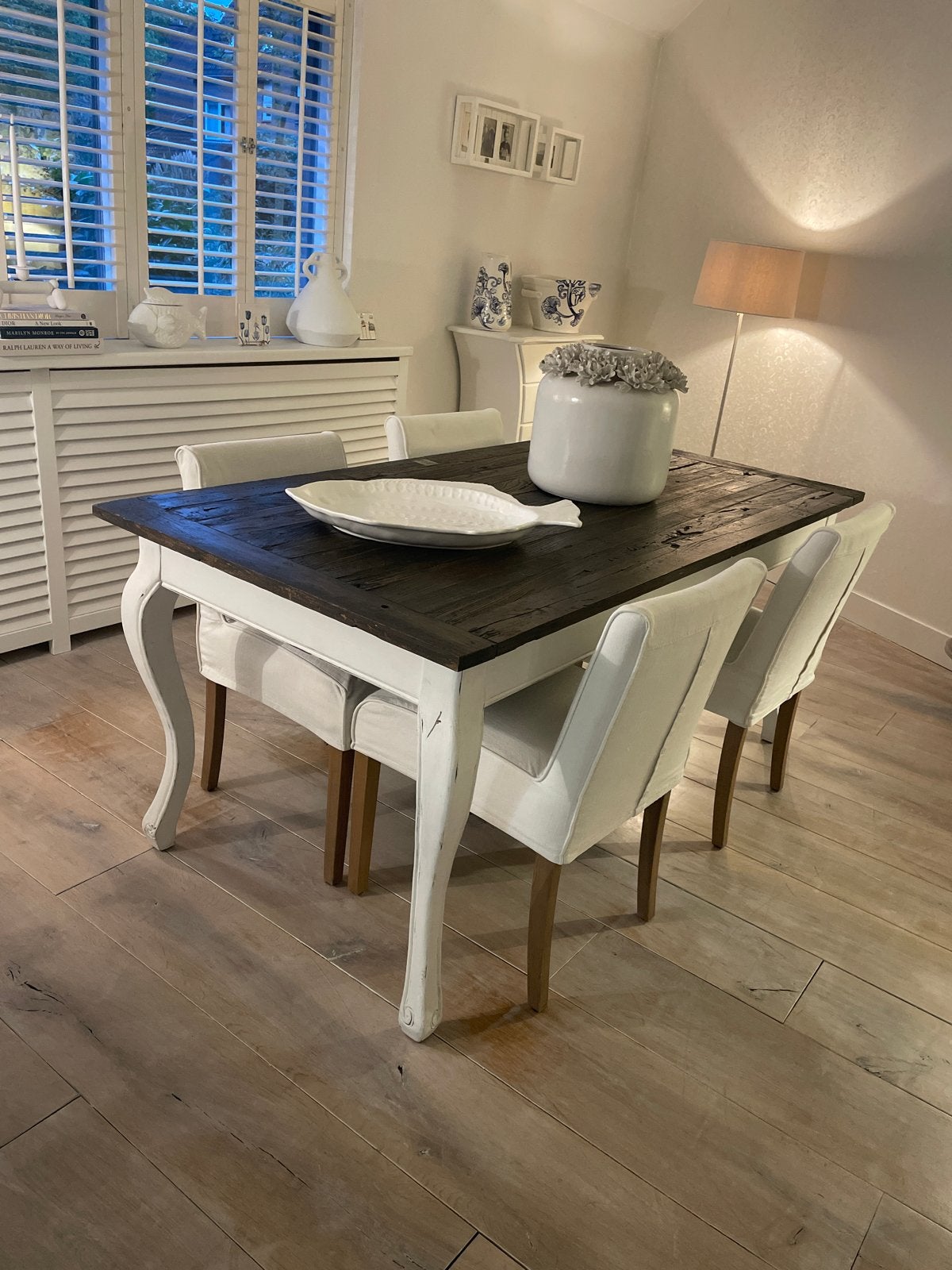 Riviera Maison eettafel met 4 stoelen, Ophalen, Gebruikt, 150 tot 200 cm, 150 tot 200 cm