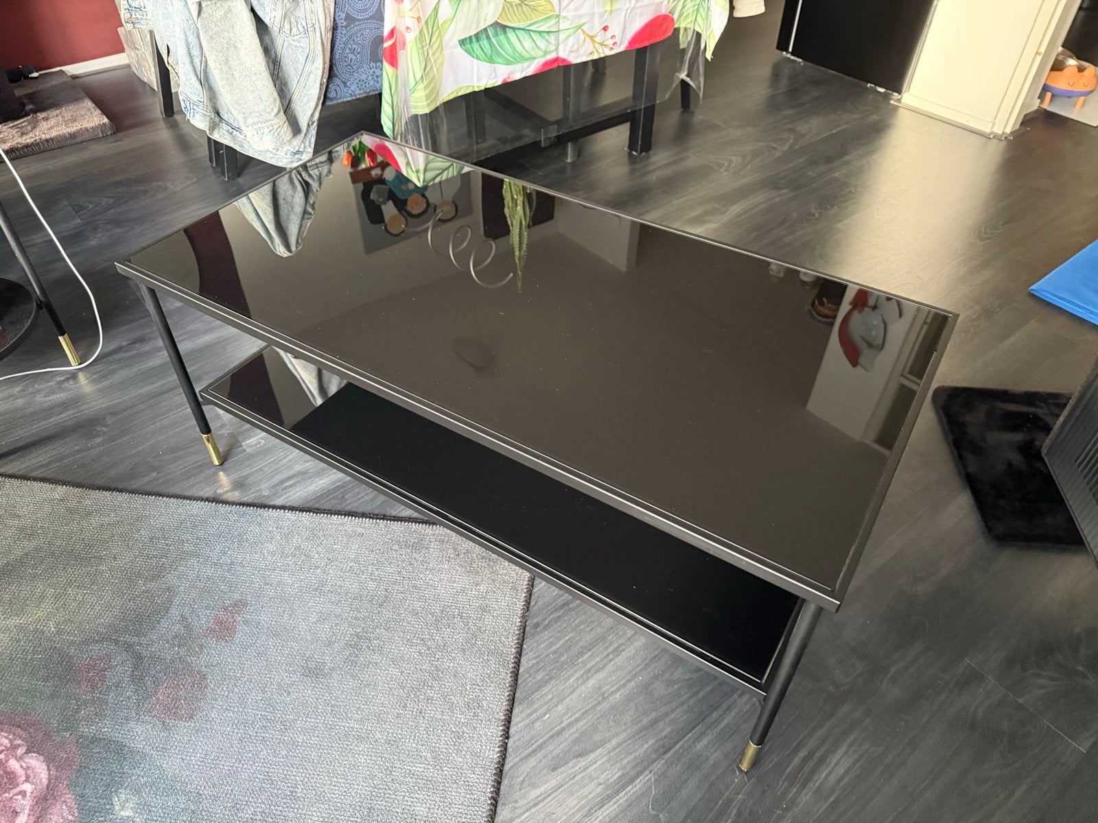 IKEA ÄSPERÖD salontafel - Zwart met glazen blad, Huis en Inrichting, Ophalen, 100 tot 150 cm, 50 tot 100 cm, Modern