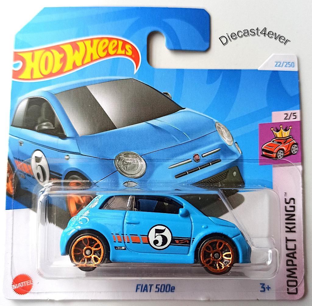Hot Wheels Fiat 500e, lichtblauw, Ophalen, Nieuw, Auto