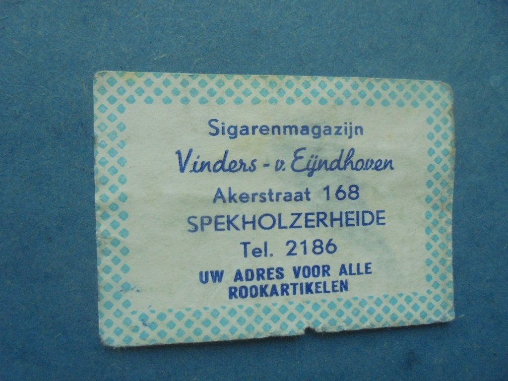Oud luciferetiket Sigarenmagazijn Vinders SPEKHOLZERHEIDE., Ophalen of Verzenden, Zo goed als nieuw, Luciferdoosjes of -merken