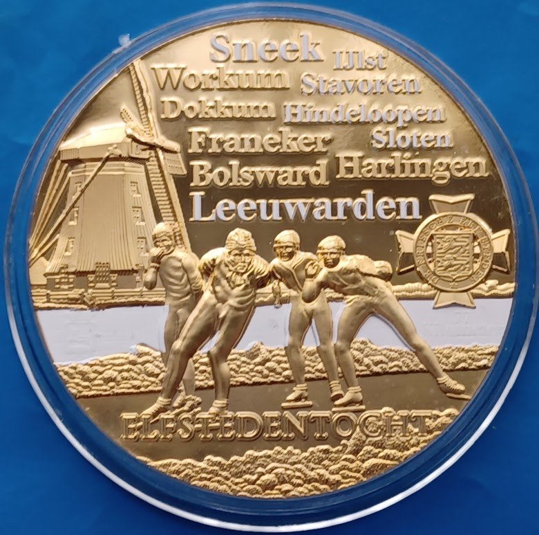Penning Friese Elfstedentocht Leeuwarden - Nationaal Erfgoed, Ophalen of Verzenden, Brons, Nederland