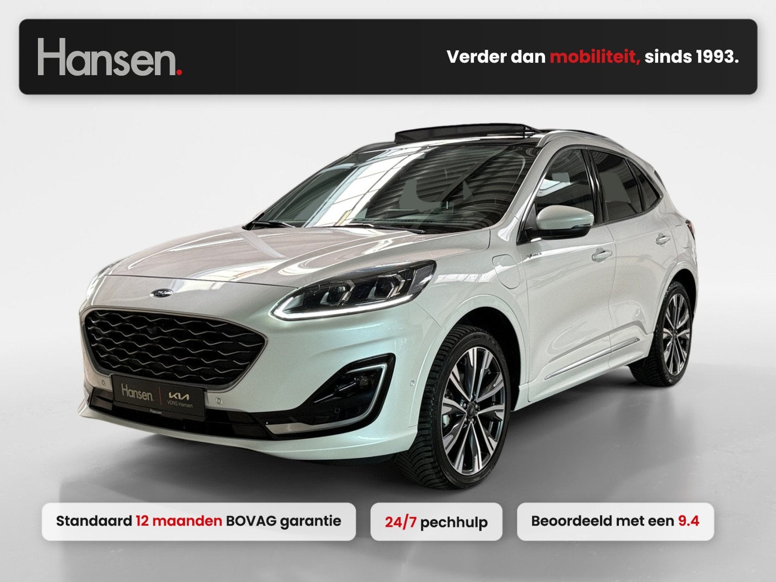 Ford Kuga 2.5 PHEV Vignale I Panoramadak I Trekhaak I Head-U, Gebruikt, Wit, Bedrijf, Hybride Elektrisch/Benzine