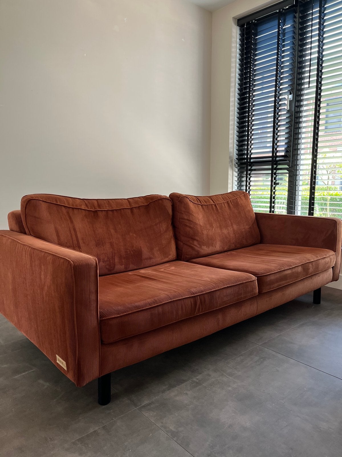Ruime bank met mooie ribstof, Ophalen, 125 cm of meer, Zo goed als nieuw, Stof