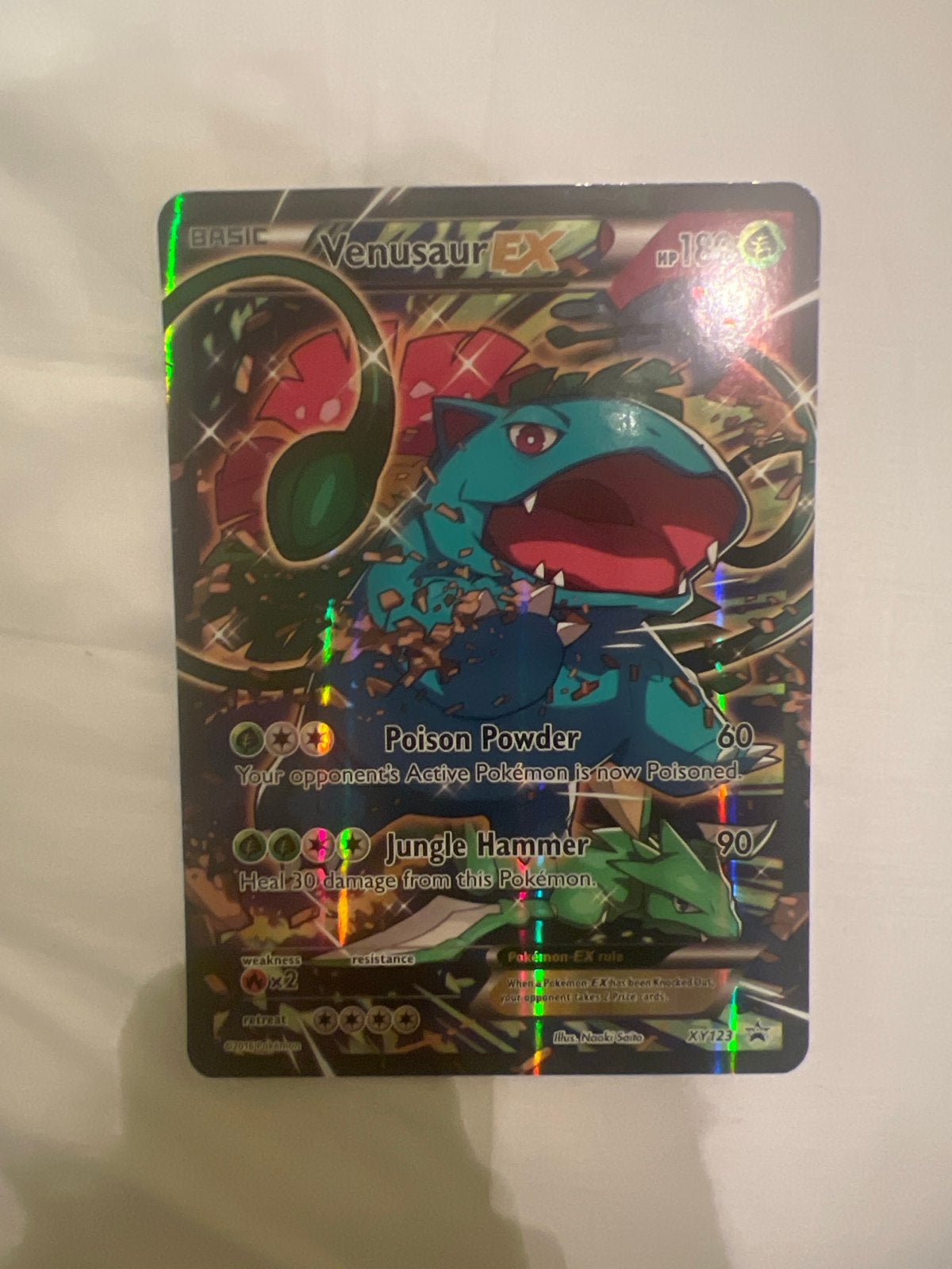 Venusaur EX Jumbo Pokémon Kaart - Zeer Goede Staat, Ophalen of Verzenden, Zo goed als nieuw, Losse kaart, Foil