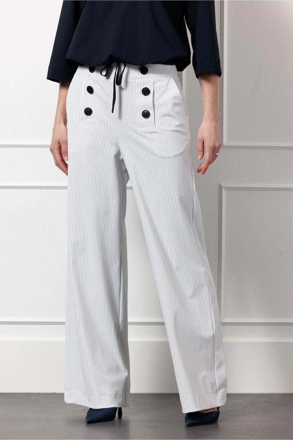 Studio Anneloes Lexie Sailor broek bonded travelstof mt L, Kleding | Dames, Broeken en Pantalons, Blauw, Maat 42/44 (L), Ophalen of Verzenden