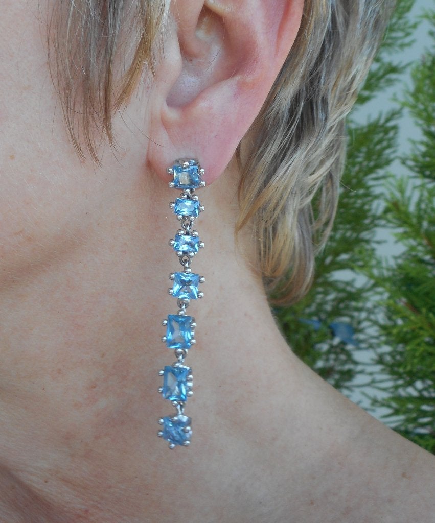 Prachtige zilveren Otazu oorbellen met blauwe stenen nr.820, Sieraden, Tassen en Uiterlijk, Oorbellen, Hangers, Verzenden, Zo goed als nieuw