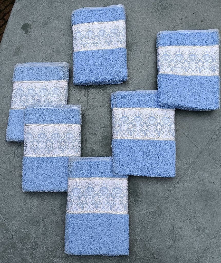 Vintage NIEUWE badstof katoen bad handdoek 100x50 cm (TT12), Huis en Inrichting, Ophalen of Verzenden, Nieuw, Blauw, Handdoek