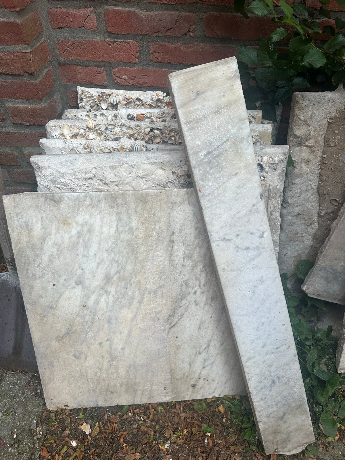 Marmeren tegels 52x52 cm en dorpel, Ophalen, 40 tot 60 cm, Gebruikt, Minder dan 5 m²