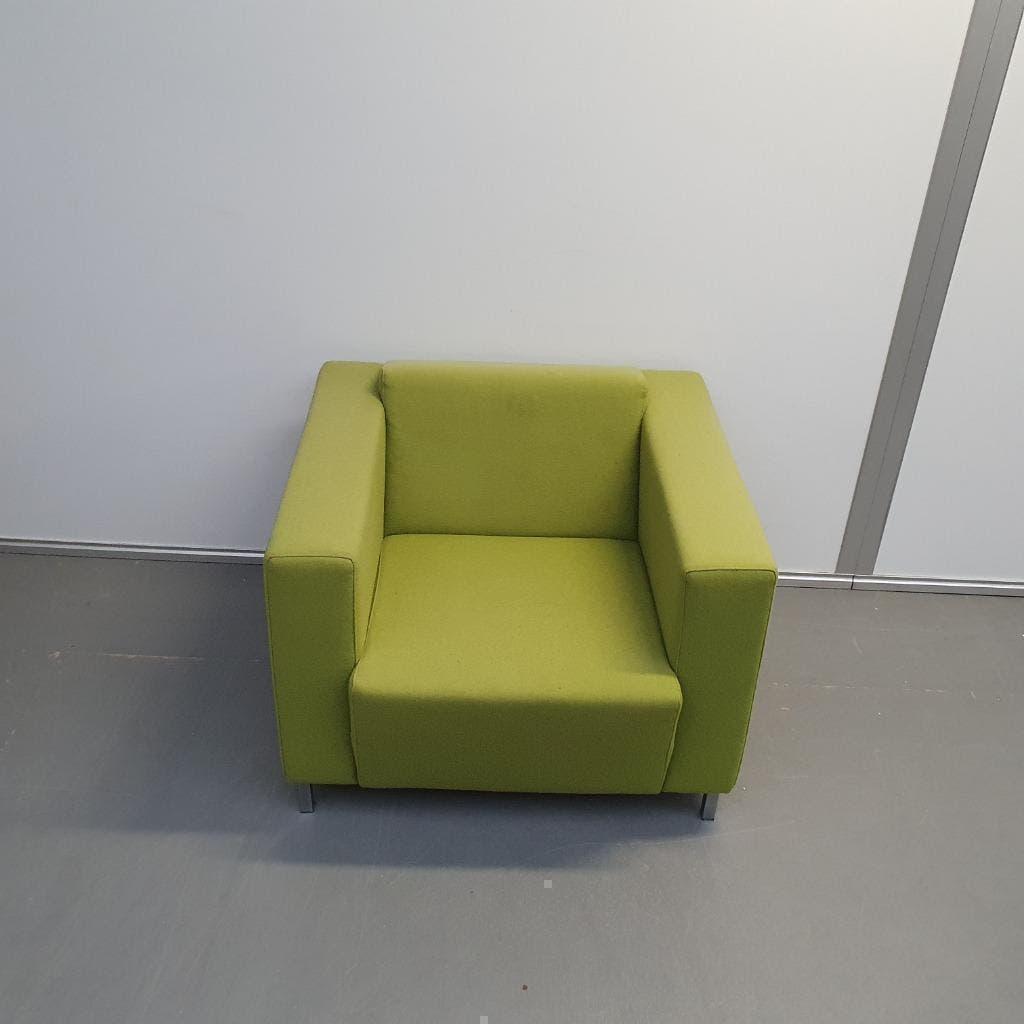 Relaxfauteuil - groene stof fauteuil stoel, Ophalen of Verzenden, Gebruikt, 75 tot 100 cm, Stof