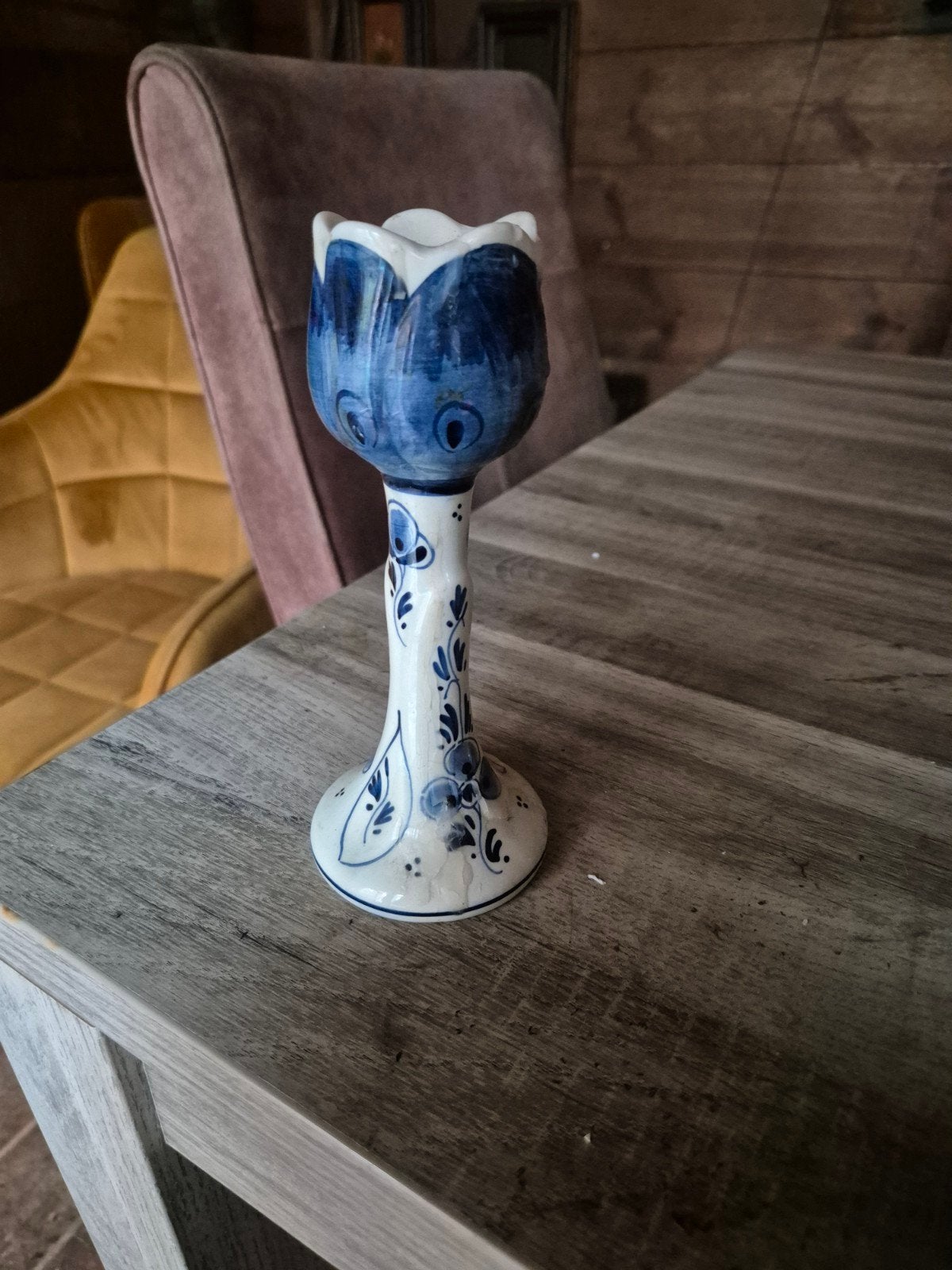 Delfts Blauw Tulpenvaasje - Handgeschilderd Holland, Ophalen of Verzenden