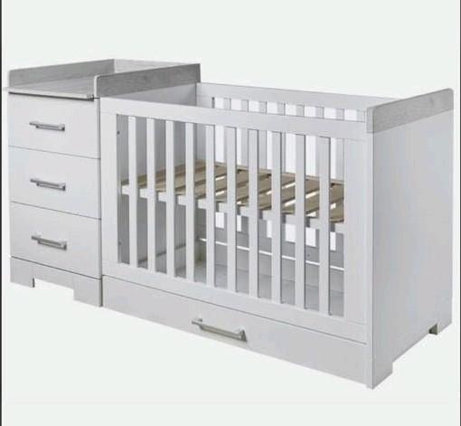 Combi Ledikant-Commode Futura - Wit/Houtlook, Ophalen, Zo goed als nieuw, Jongetje of Meisje