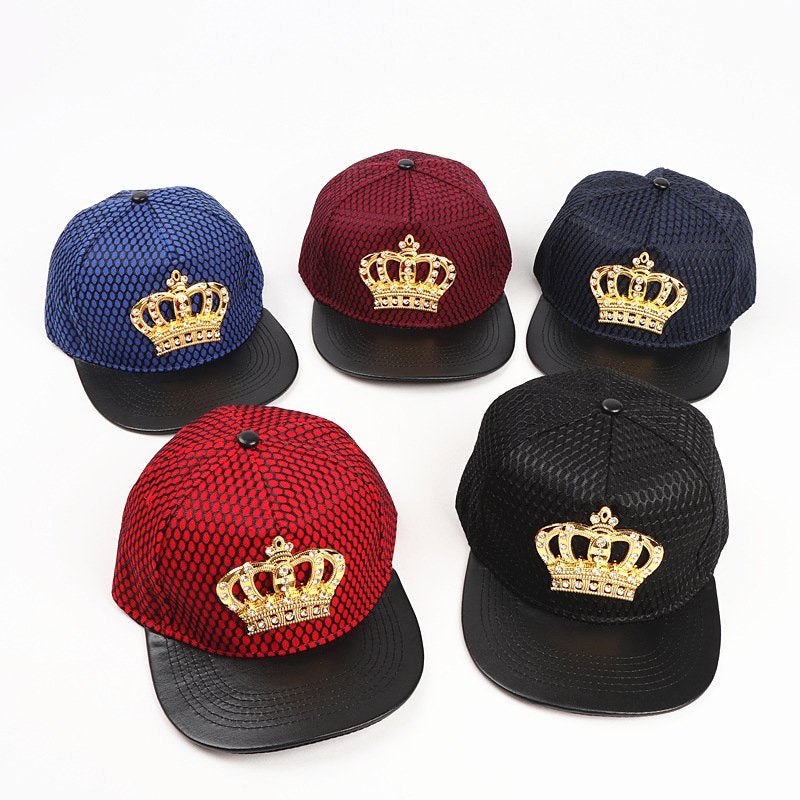 Pet met gouden kroon heren dames hiphop bling zwarte blauwe, Verzenden, Nieuw, Pet