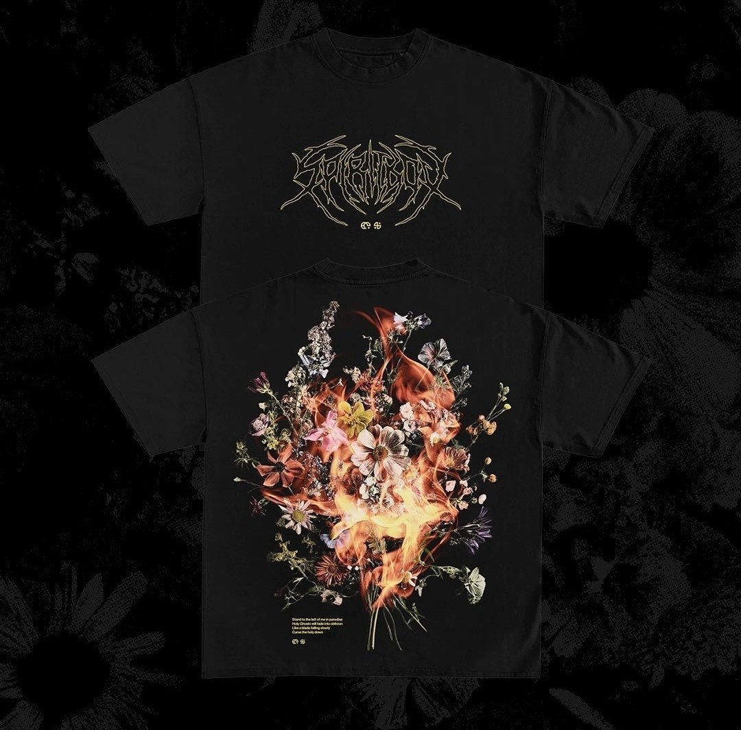 Spiritbox merch shirt burning floral (L), Maat 52/54 (L), Onbekend, Verzenden, Zwart