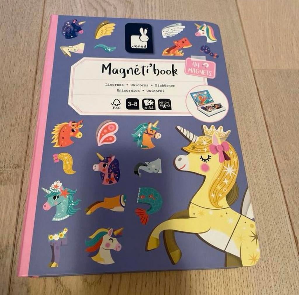 Janod Magneti'book Eenhoorn, Kinderen en Baby's, Speelgoed | Educatief en Creatief, Ophalen, Gebruikt, Knutselen