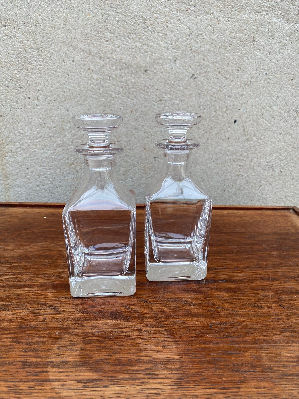 Set van 2 kristallen karafjes met stop, Antiek en Kunst, Antiek | Glas en Kristal, Ophalen of Verzenden