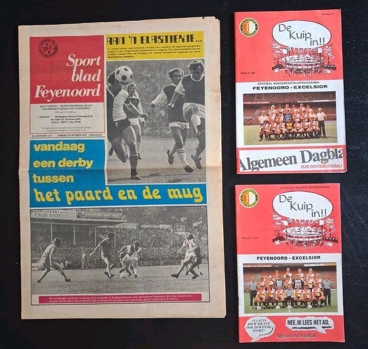 3 oude programma's Feyenoord - Excelsior uit 1972 /1984/1986, Ophalen of Verzenden, Gebruikt, Feyenoord, Boek of Tijdschrift