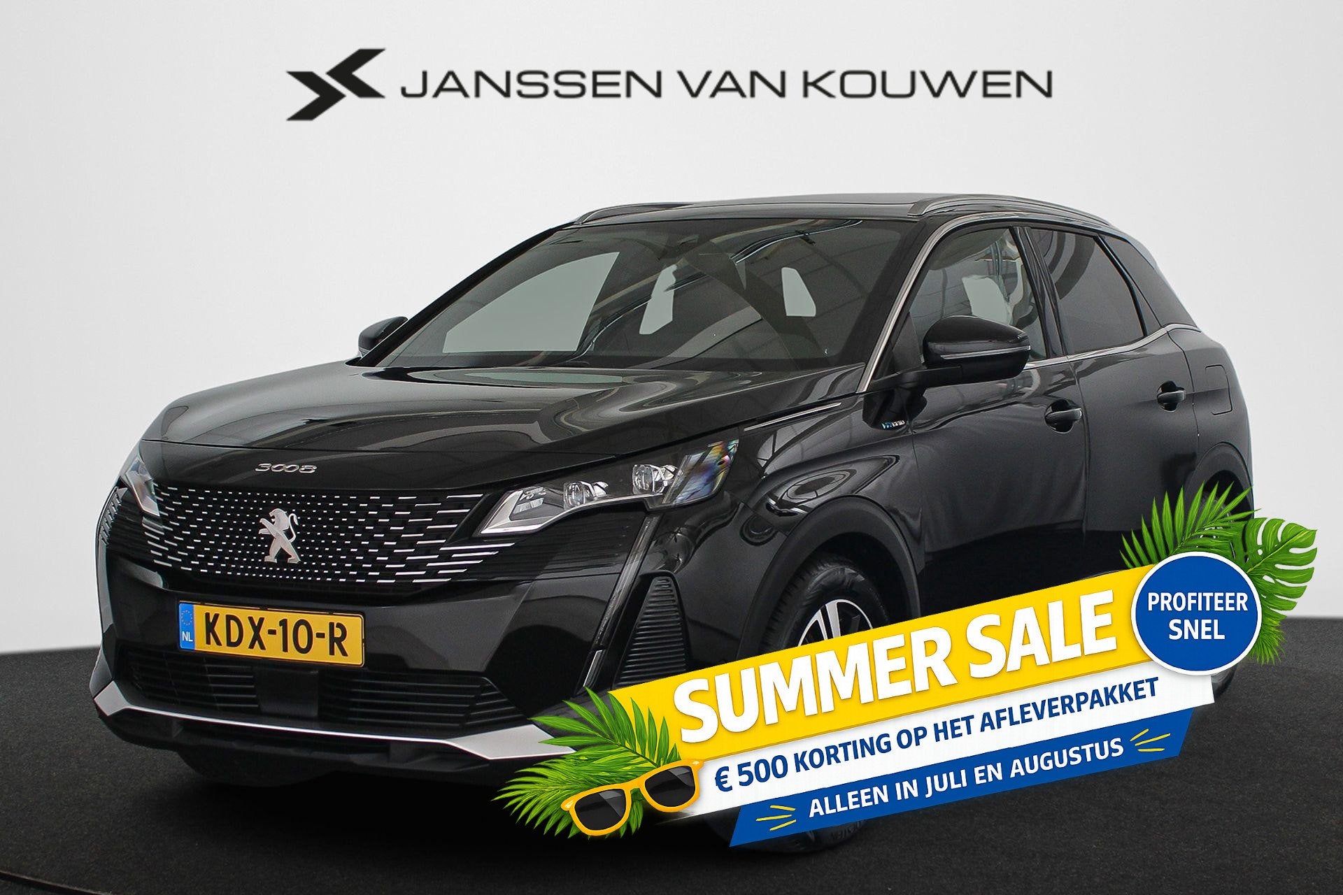Peugeot 3008 1.6 HYbrid 225 GT Panoramadak Camera Navigatie, Auto's, Euro 6, Leder en Stof, Zwart, Plug-in hybride