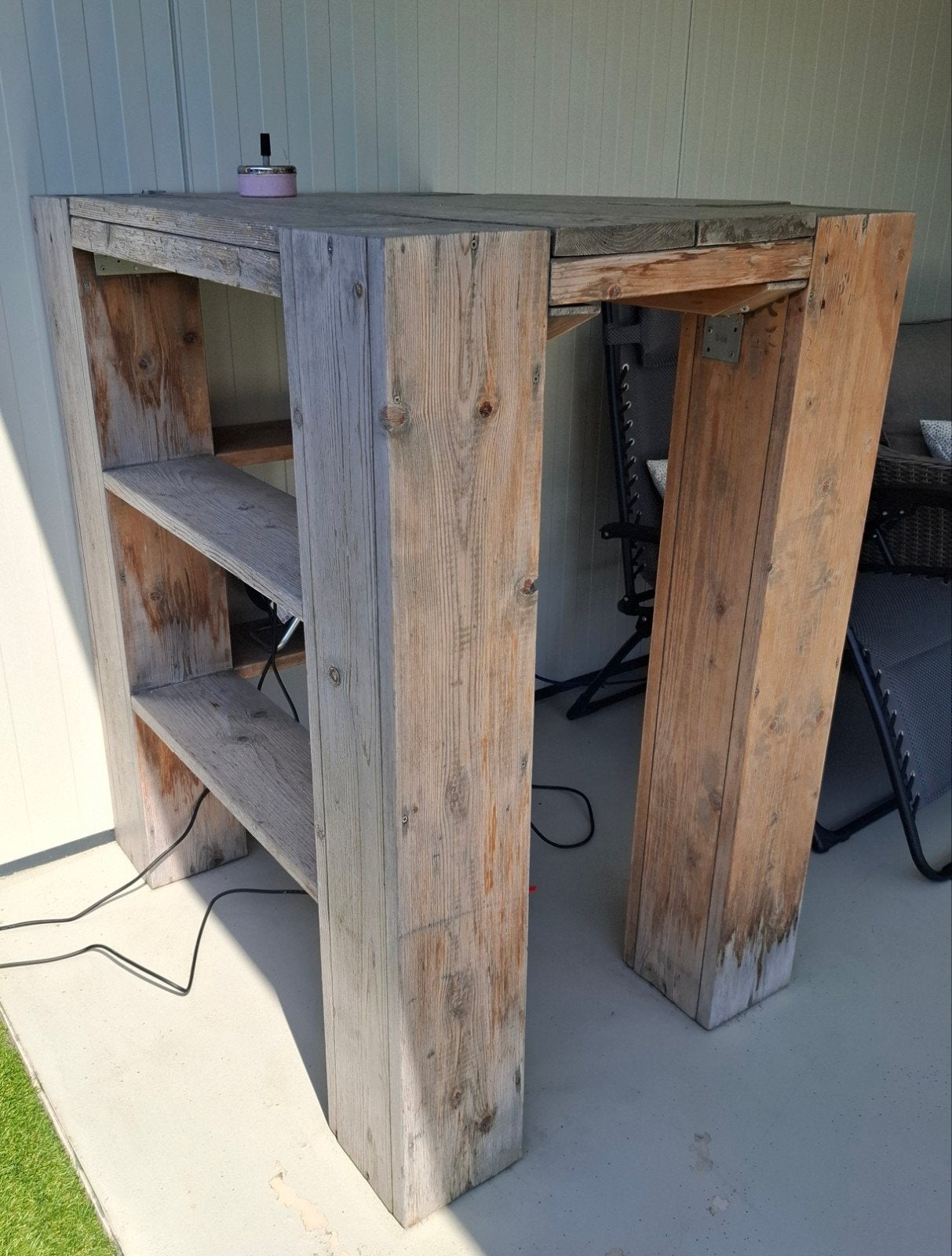 Sta tafel steiger hout, Ophalen
