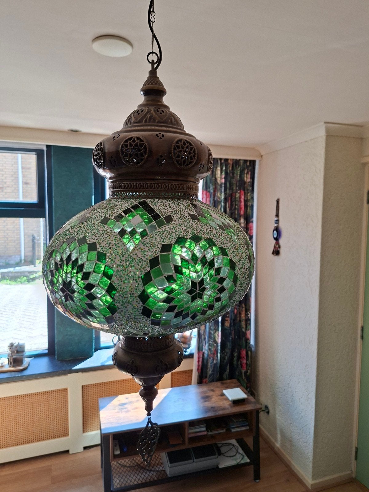 Prachtige Turkse Mozaïek Hanglamp - Groen, Ophalen