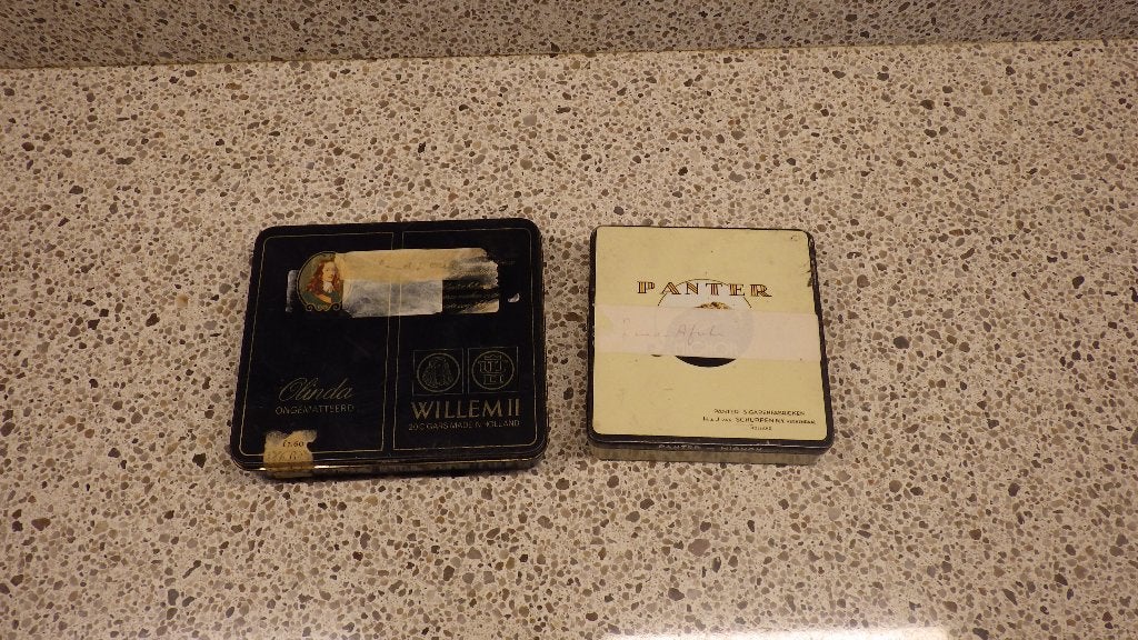 2 retro blikken doosjes van Willem II en Panther, Verzamelen, Ophalen of Verzenden, Overige typen