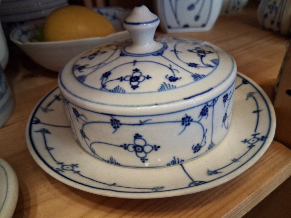 saks Antieke blauw saks handgeschilderde botervloot, Huis en Inrichting, Keuken | Servies, Overige typen, Ophalen of Verzenden