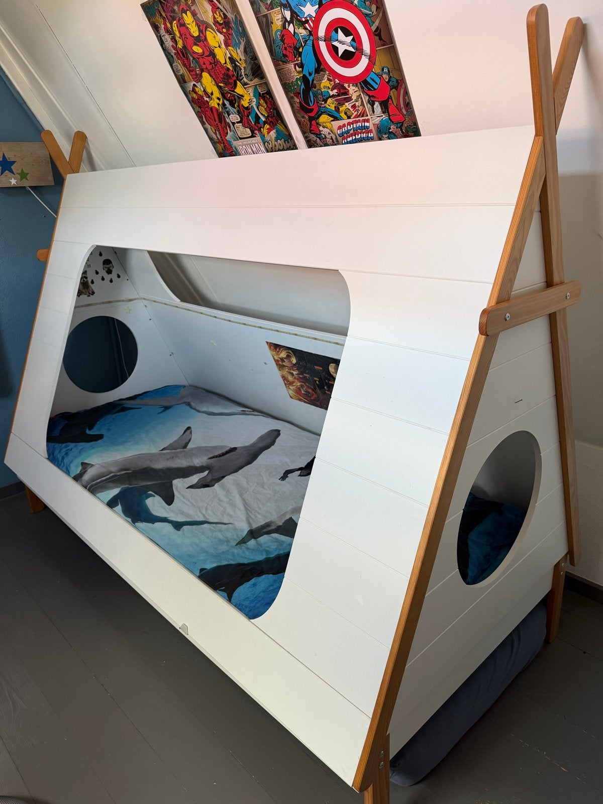 Möbilia Tentbed 90x200 cm kleur wit, Ophalen, 85 tot 100 cm, Gebruikt, Lattenbodem