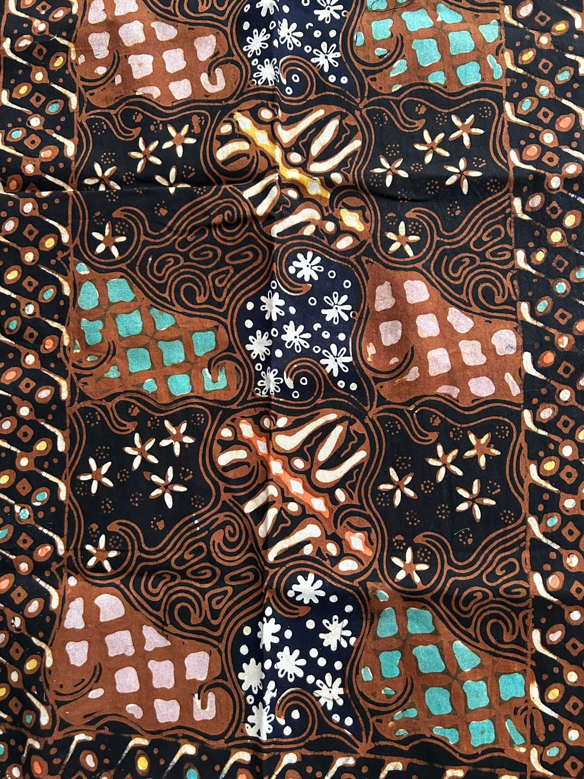 Grote Batik sjaal Pakistan bruin meerkleurig herfstkleuren, Ophalen of Verzenden, Nieuw, Sjaal