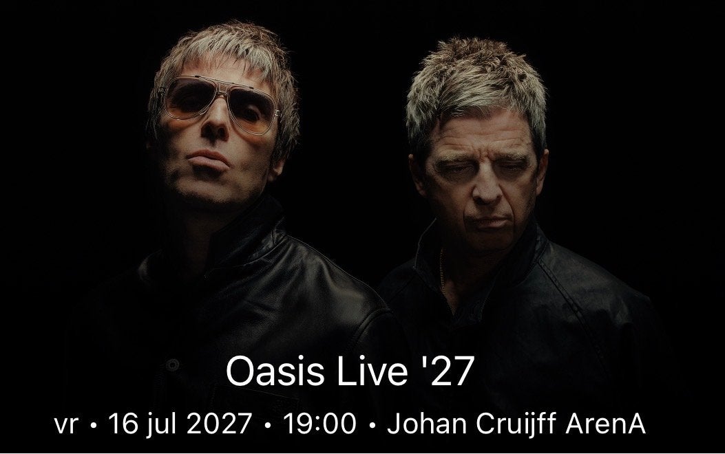 1 kaart te koop oasis 2027 vrijdag amsterdam, Eén persoon, Augustus