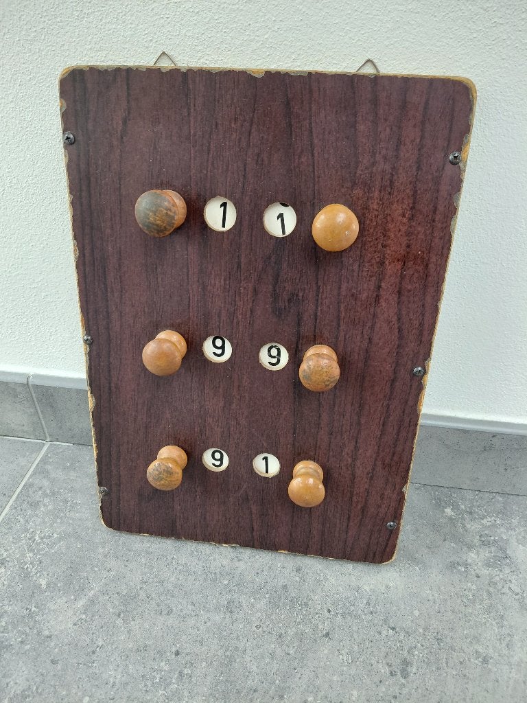 traditioneel houten biljart scorebord, Ophalen, Gebruikt, Biljarttafel