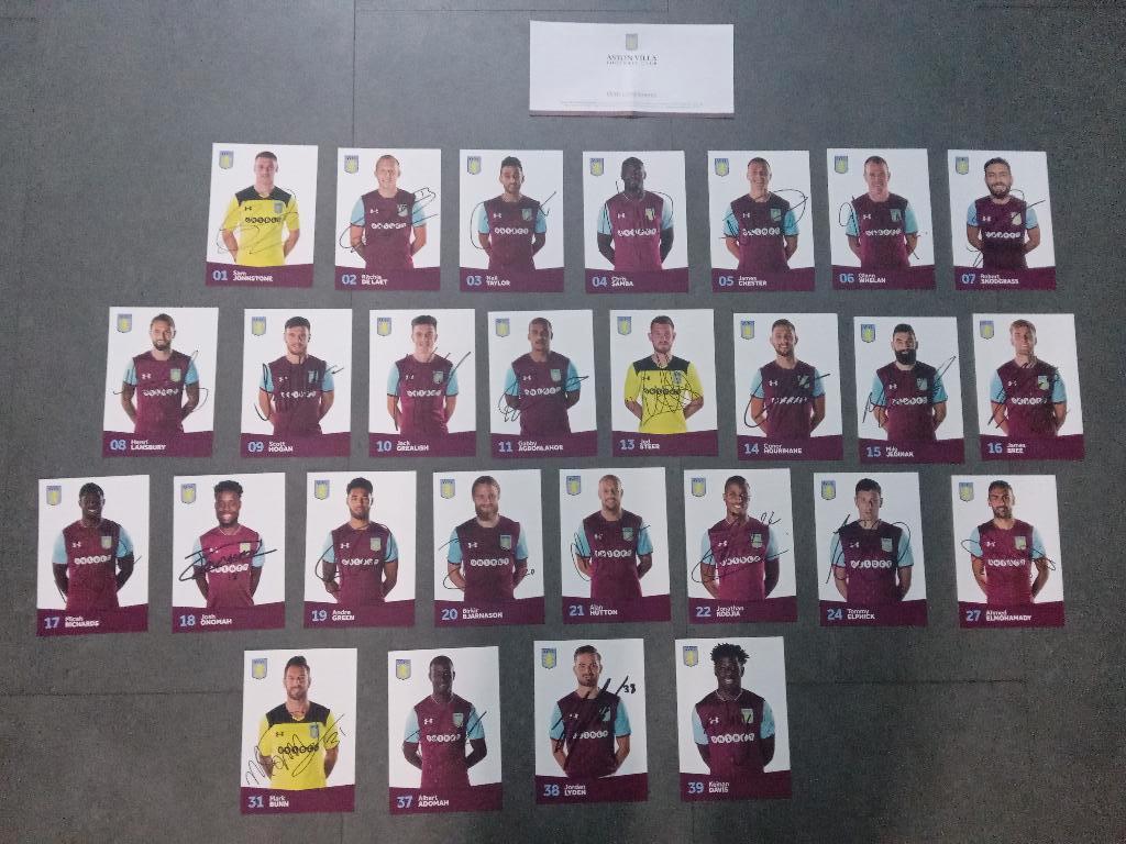 Gesigneerde 2017-2018 set spelerskaarten van Aston Villa FC, Verzamelen, Ophalen of Verzenden, Nieuw, Buitenlandse clubs, Spelerskaart