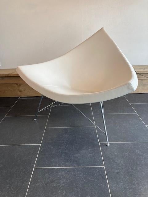 Vitra George Nelson Coconut Chair, wit leder, Huis en Inrichting, Fauteuils, Vitra, Design, 75 tot 100 cm, Ophalen of Verzenden