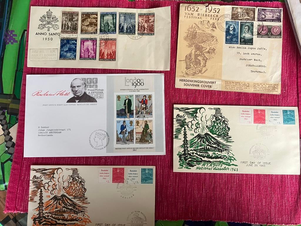 Oude brieven o.a. Zuid Afrika 1952 v Riebeeck, Vaticaan, Postzegels en Munten, Ophalen of Verzenden