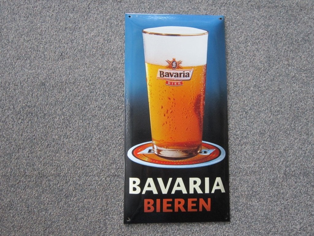 BAVARIA BIER EMAILLE RECLAMEBORD, Ophalen, Zo goed als nieuw, Reclamebord, Plaat of Schild, Bavaria