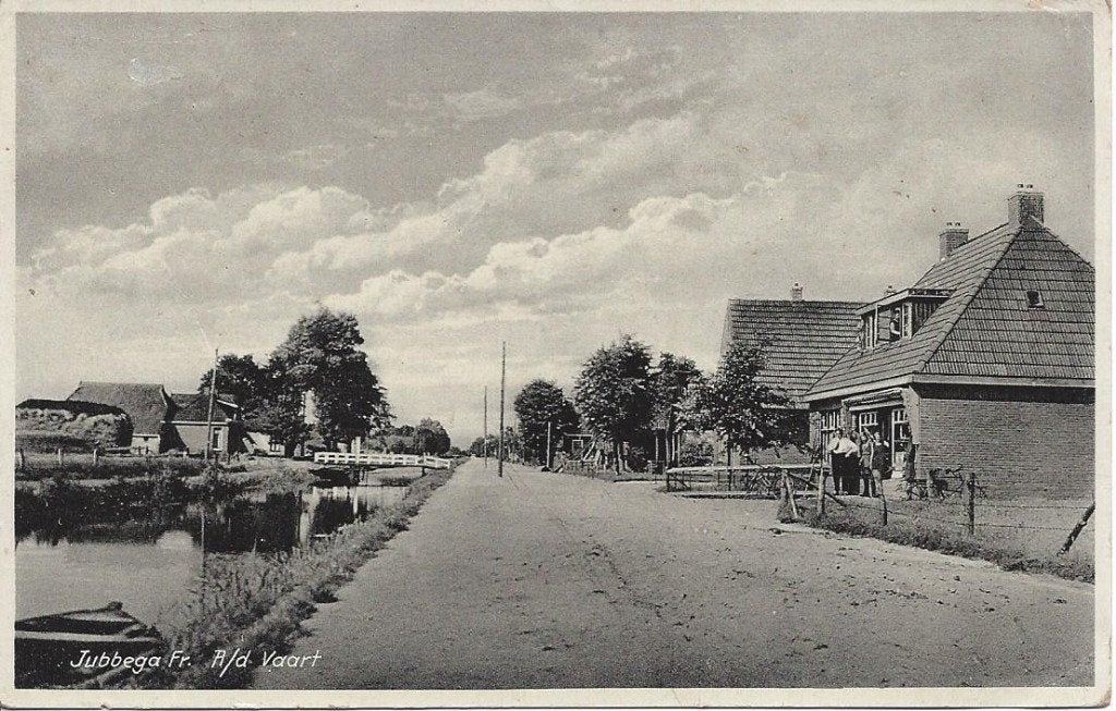 Jubbega (Frl.) Aan de Vaart, Volk, gelopen 1936, Verzamelen, Ansichtkaarten | Nederland, Ophalen of Verzenden, 1920 tot 1940, Gelopen