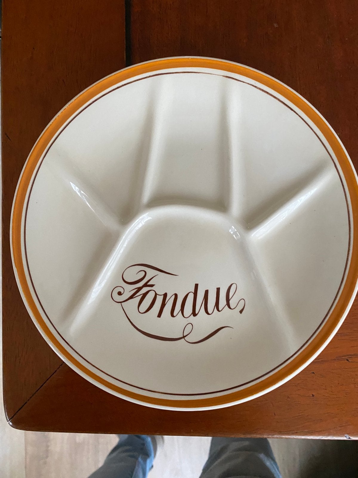 6 vintage fondueborden doorsnee 23 cm, Antiek en Kunst, Ophalen of Verzenden