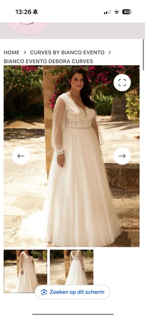Trouwjurk bianco evento maat 42, Kleding | Dames, Ophalen of Verzenden, Zo goed als nieuw, Wit, Trouwjurk