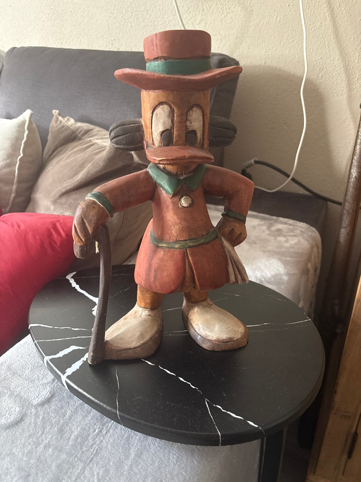 Vintage houten beeldje van Dagobert Duck, Ophalen of Verzenden