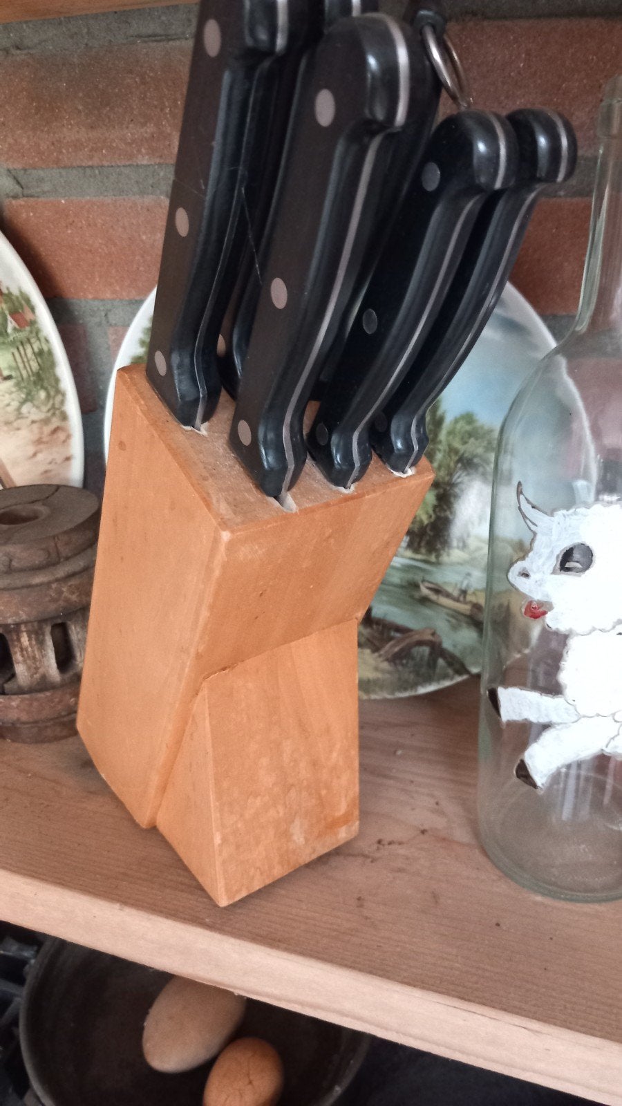 Messenblok met messen, Hout, Ophalen of Verzenden, Bruin, Overige typen