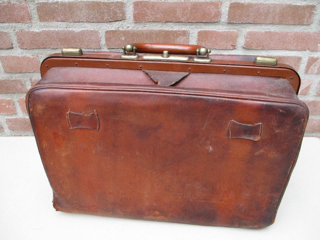 Vintage lederen reis  tas., Ophalen of Verzenden
