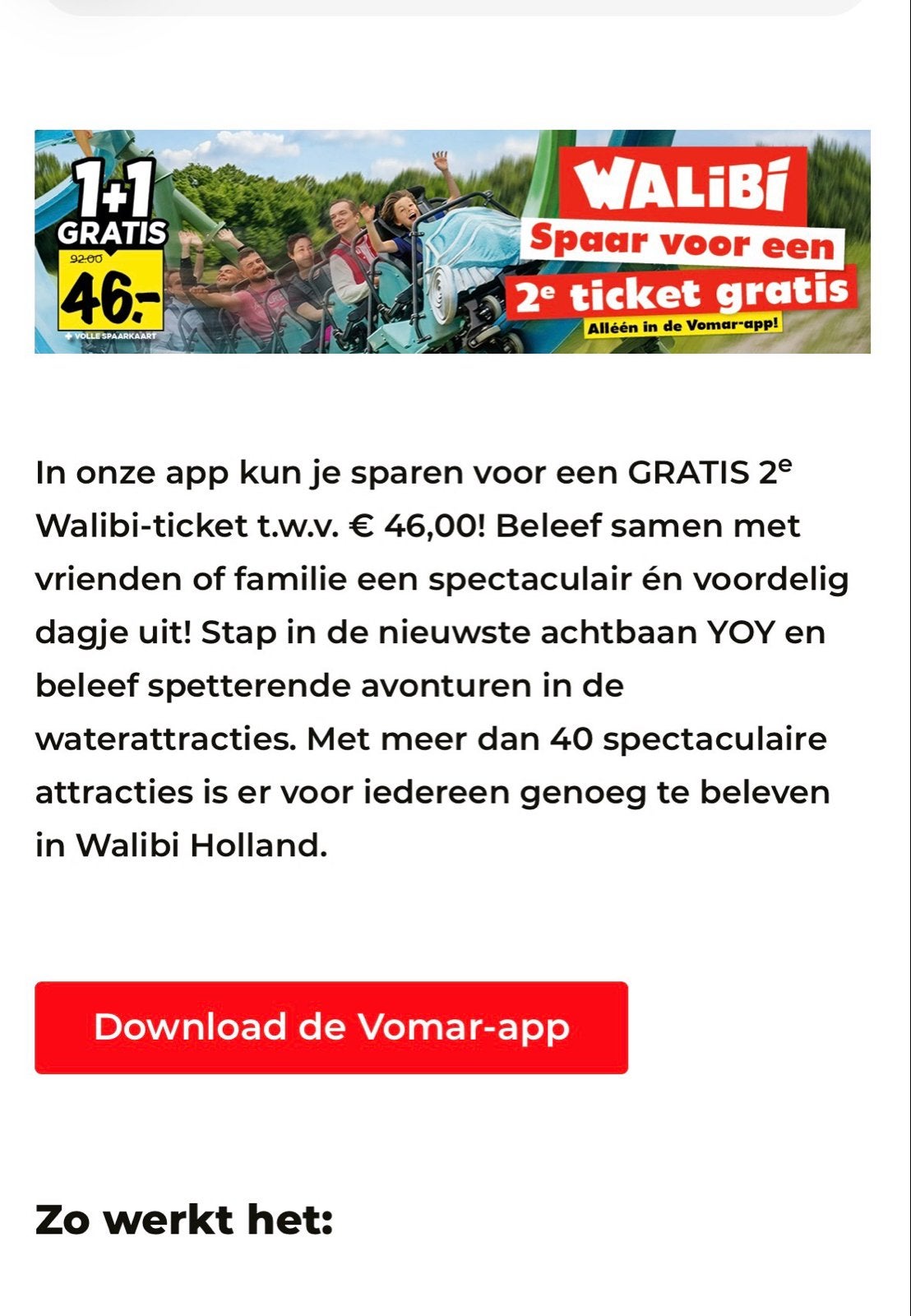 Walibi 2e kaartje gratis, Tickets en Kaartjes, Recreatie | Pretparken en Attractieparken, Twee personen, Kortingskaart