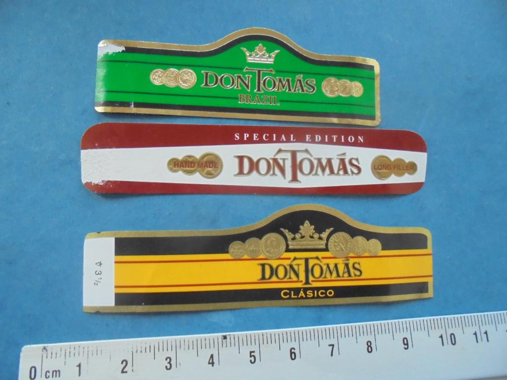 3 Sigarenbanden DonTomas uit Honduras, Ophalen of Verzenden, Zo goed als nieuw, Sigarenbandjes