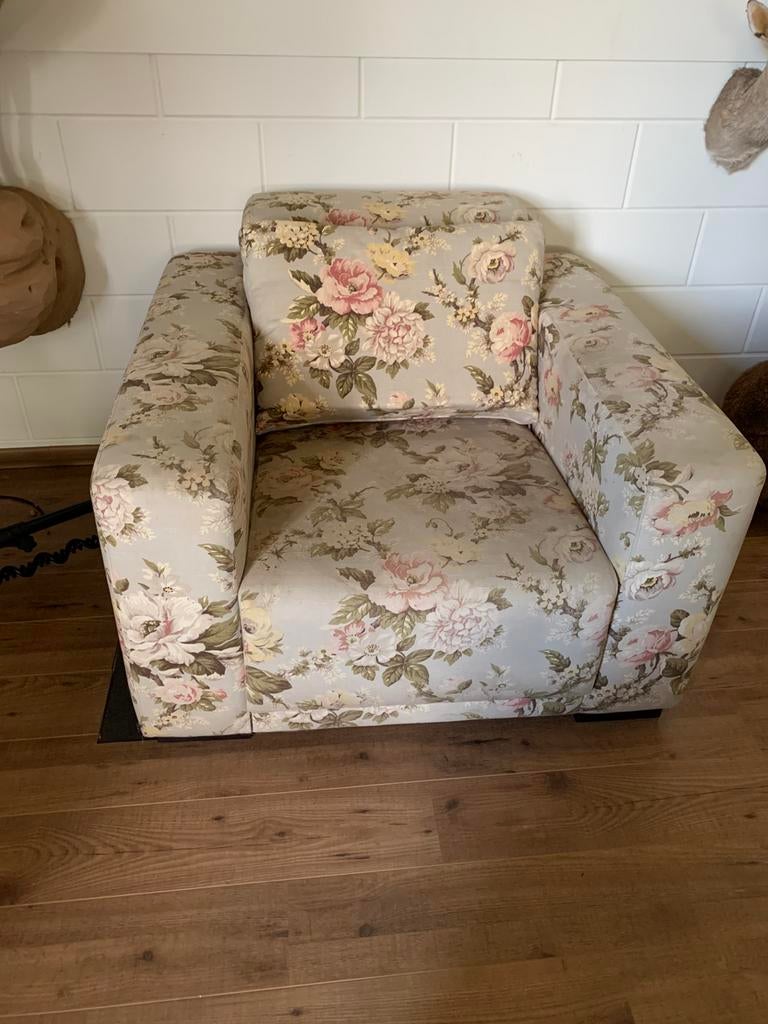 Fauteuils 2 stuks met mooi bloemmotief, Huis en Inrichting, Fauteuils, Ophalen, Gebruikt, Landelijk, 75 tot 100 cm