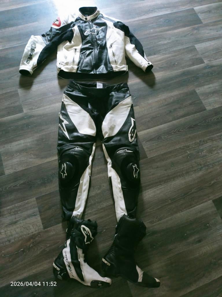 Alpinestars motorpak - Leer - Zwart/Wit - Maat 46, Motoren, Kleding | Motorkleding, Ophalen of Verzenden, Alpinestars, Tweedehands