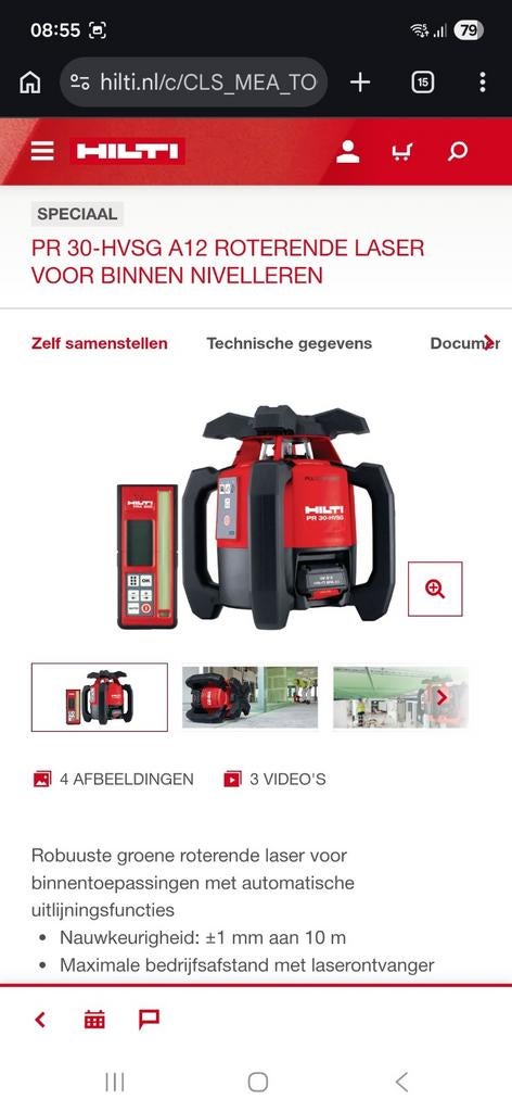 Hilti Roterende laser voor binnen, Doe-het-zelf en Verbouw, Meetapparatuur, Ophalen of Verzenden